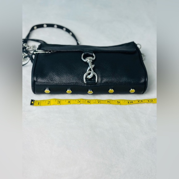 Rebecca Minkoff Black Leather Crossbody Bag Medium Size With Silver Hardware - Picture 5 of 14